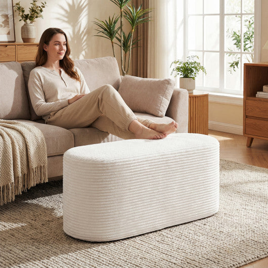 Upholstered Ottoman Bench with High-Density Sponge-Beige W2B