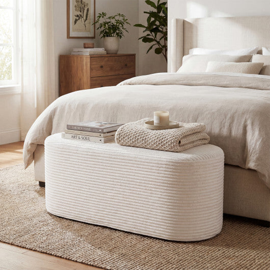 Upholstered Ottoman Bench with High-Density Sponge-Beige W2B