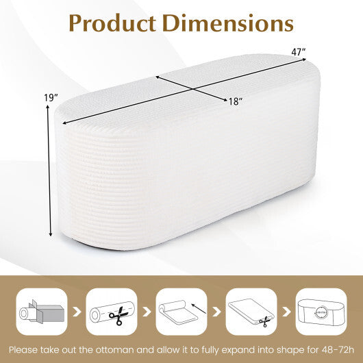 Upholstered Ottoman Bench with High-Density Sponge-Beige W2B