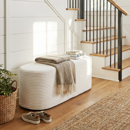 Upholstered Ottoman Bench with High-Density Sponge-Beige W2B