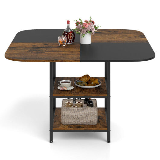 47.5 inch Modern Dining Table  Square Kitchen Table with Mix-colored Tabletop-Rustic Brown