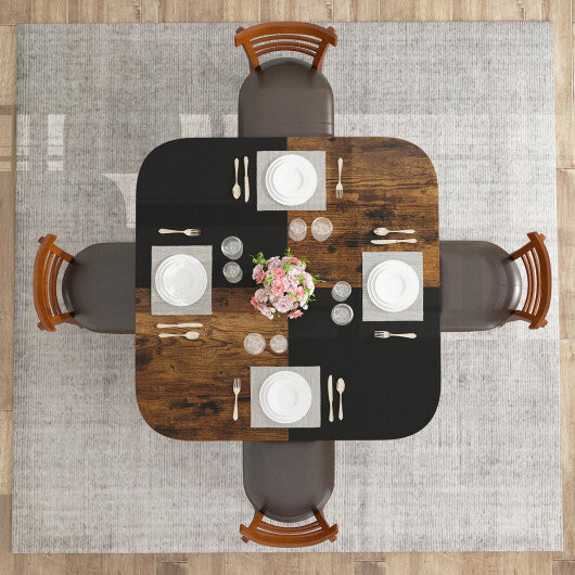 47.5 inch Modern Dining Table  Square Kitchen Table with Mix-colored Tabletop-Rustic Brown