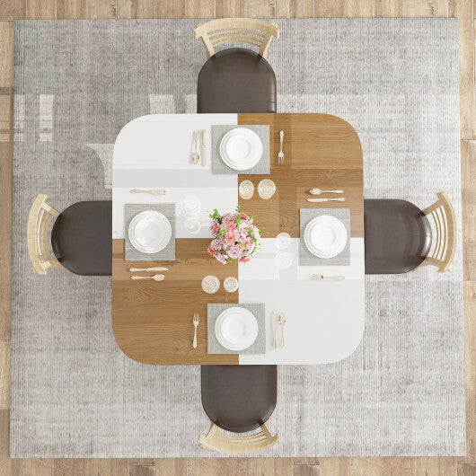 47.5 inch Modern Dining Table  Square Kitchen Table with Mix-colored Tabletop-Rustic Brown