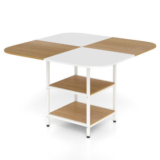 47.5 inch Modern Dining Table  Square Kitchen Table with Mix-colored Tabletop-Rustic Brown