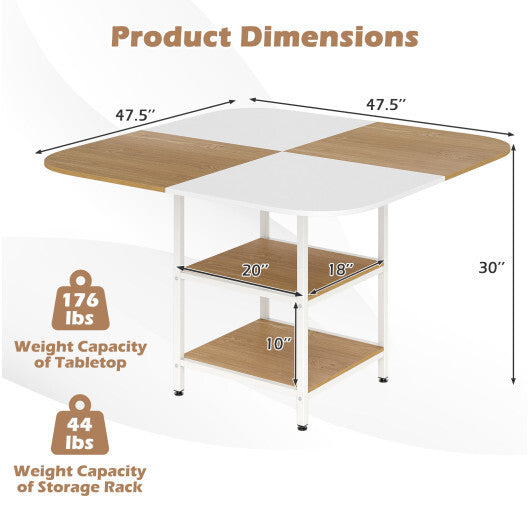 47.5 inch Modern Dining Table  Square Kitchen Table with Mix-colored Tabletop-Rustic Brown