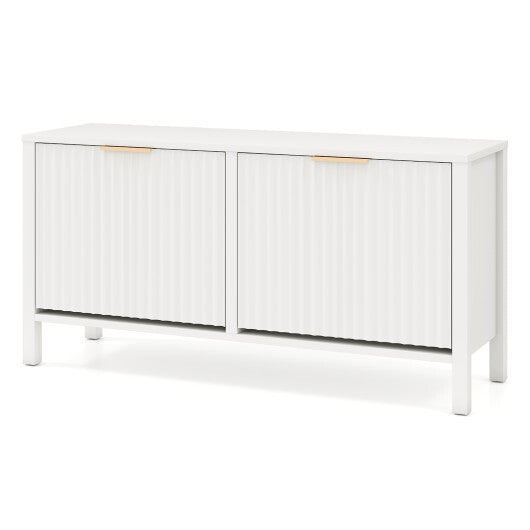 Shoe Storage Bench Narrow Wooden Entryway Bench with 2 Flip Drawers-White W2B