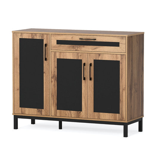 48 Inch Sideboard Buffet Cabinet with Drawer and Metal Legs-Natural W2B