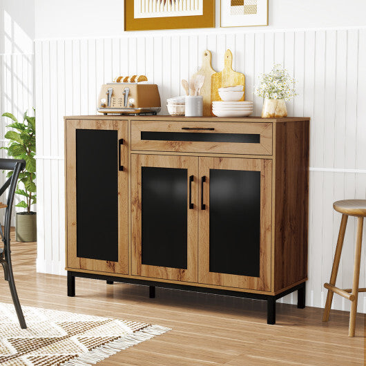 48 Inch Sideboard Buffet Cabinet with Drawer and Metal Legs-Natural W2B
