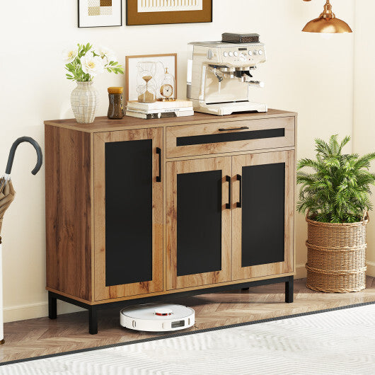 48 Inch Sideboard Buffet Cabinet with Drawer and Metal Legs-Natural W2B