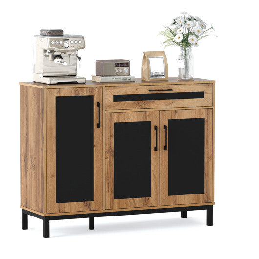 48 Inch Sideboard Buffet Cabinet with Drawer and Metal Legs-Natural W2B