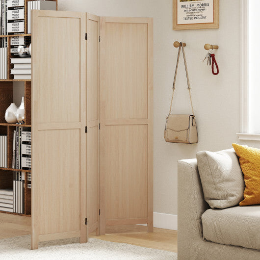 3 Panel Folding Room Divider for Home Office Bedroom Restaurant-Beige W2B