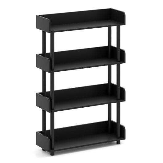 4-Tier Bookshelf Open Bookcase with Anti-Tipping Kit Industrial Storage Unit-Black W2B