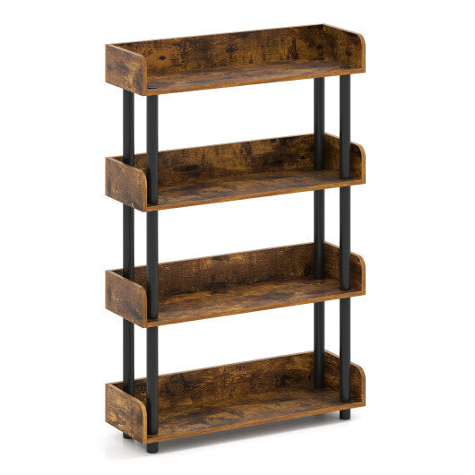 4-Tier Bookshelf Open Bookcase with Anti-Tipping Kit Industrial Storage Unit-Black W2B