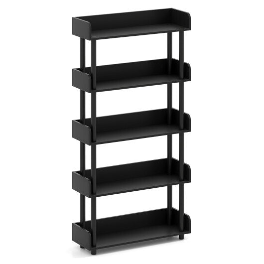 5-Tier Open Bookcase with Industrial Storage Unit-Rustic Brown W2B