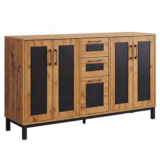 63" Sideboard Buffet Cabinet with 3 Drawers and Storage Shelves-Natural W2B