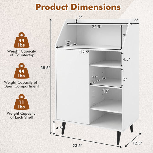 Shoe Storage Cabinet with 2-Tier Open Compartment and 4-Tier Adjustable Shelf-White W2B