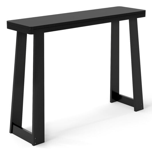 Solid Rubber Wood Console Table 43inch Narrow Entryway Table with Thick Tabletop and Stable Base-Black W2B