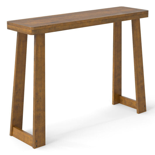 Solid Rubber Wood Console Table 43inch Narrow Entryway Table with Thick Tabletop and Stable Base-Black W2B
