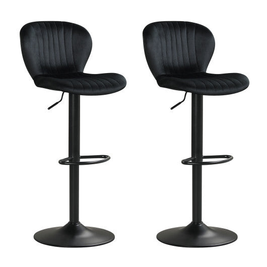 Adjustable Counter Height Chairs Set of 2 with Velvet Upholstered Backrests-Gray W2B
