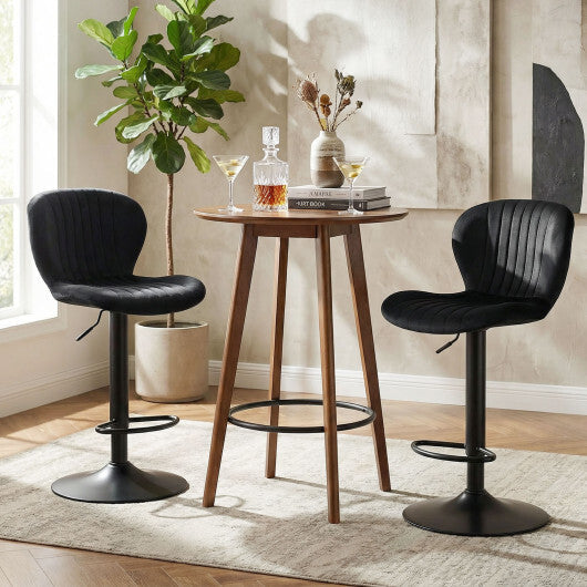 Adjustable Counter Height Chairs Set of 2 with Velvet Upholstered Backrests-Gray W2B