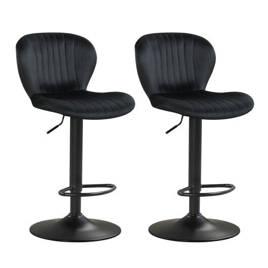 Adjustable Counter Height Chairs Set of 2 with Velvet Upholstered Backrests-Gray W2B