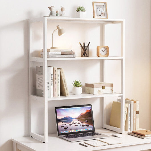 3-Tier Countertop Storage Hutch with Open Shelves-White W2B