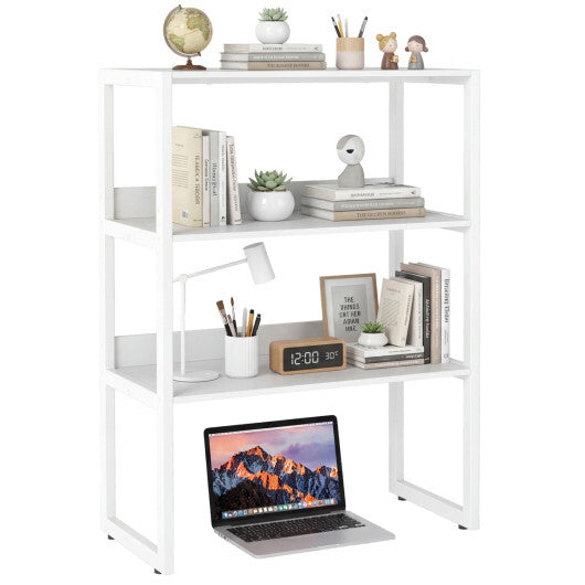 3-Tier Countertop Storage Hutch with Open Shelves-White W2B