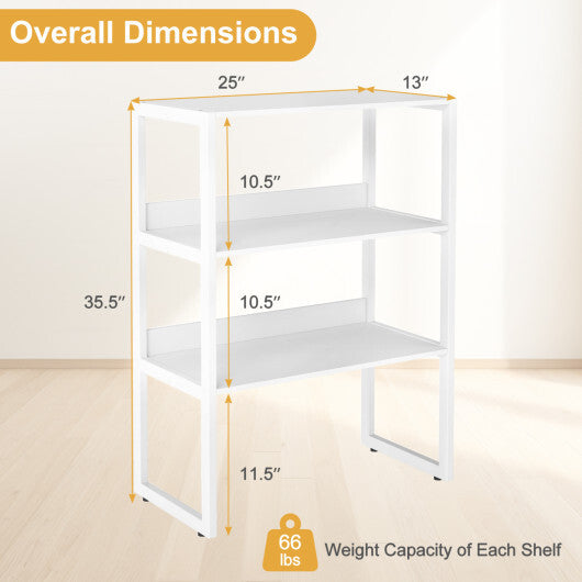 3-Tier Countertop Storage Hutch with Open Shelves-White W2B