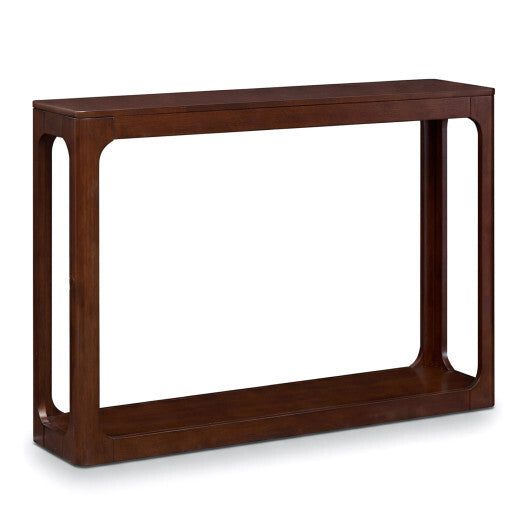 2-Tier Mid Century Wood Console Table with Storage Shelf-Brown W2B