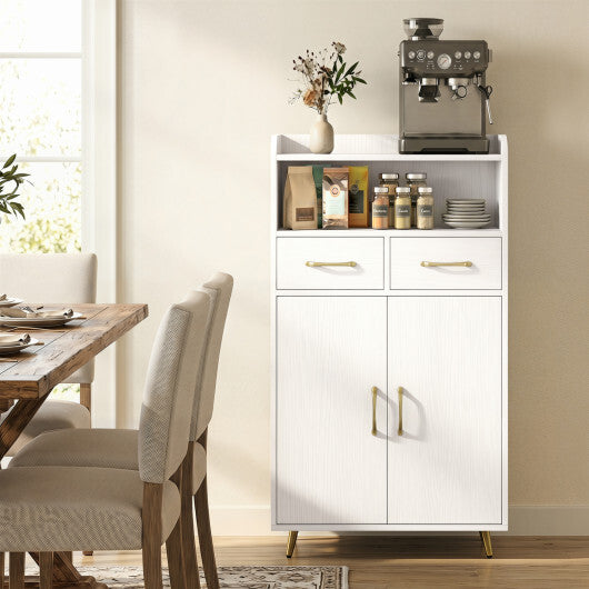 Bathroom Storage Cabinet Freestanding Floor Cabinet with 2 Drawers and 2 Doors-White W2B