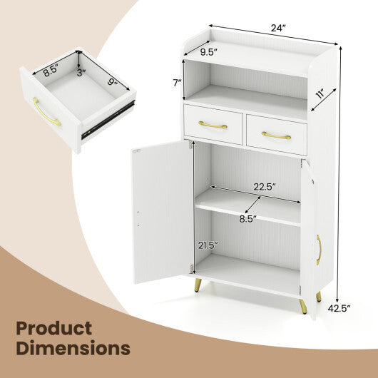 Bathroom Storage Cabinet Freestanding Floor Cabinet with 2 Drawers and 2 Doors-White W2B