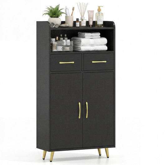 Bathroom Storage Cabinet Freestanding Floor Cabinet with 2 Drawers and 2 Doors-White W2B