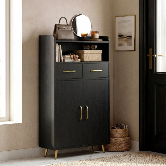 Bathroom Storage Cabinet Freestanding Floor Cabinet with 2 Drawers and 2 Doors-White W2B