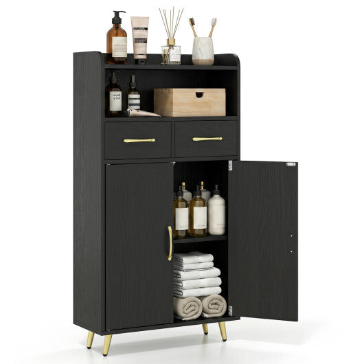 Bathroom Storage Cabinet Freestanding Floor Cabinet with 2 Drawers and 2 Doors-White W2B