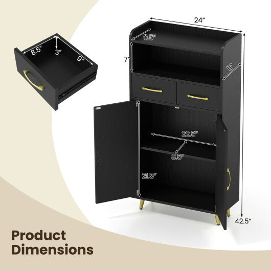 Bathroom Storage Cabinet Freestanding Floor Cabinet with 2 Drawers and 2 Doors-White W2B