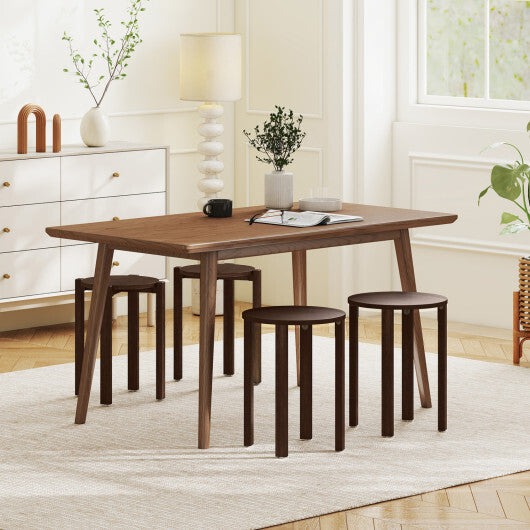 Round Portable Wood Nesting Stools with Locking Casters-Natural W2B