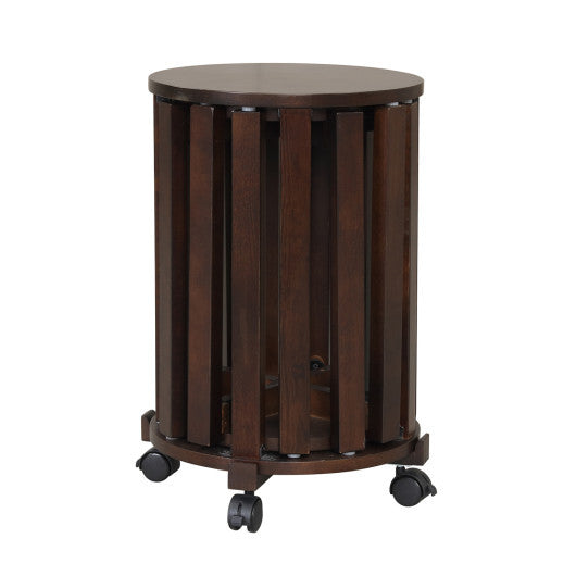 Round Portable Wood Nesting Stools with Locking Casters-Natural W2B