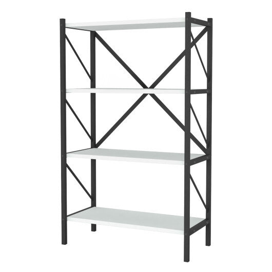 4-Tier Bookshelf with Heavy-Duty Metal Frame-Walnut W2B