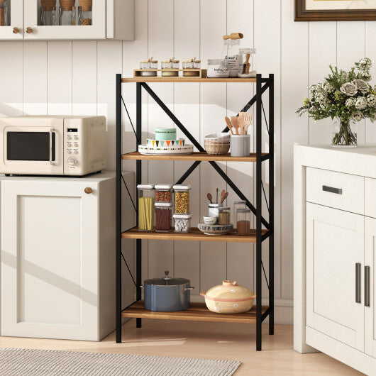 4-Tier Bookshelf with Heavy-Duty Metal Frame-Walnut W2B