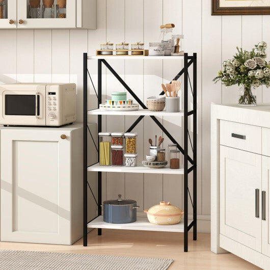 4-Tier Bookshelf with Heavy-Duty Metal Frame-Walnut W2B