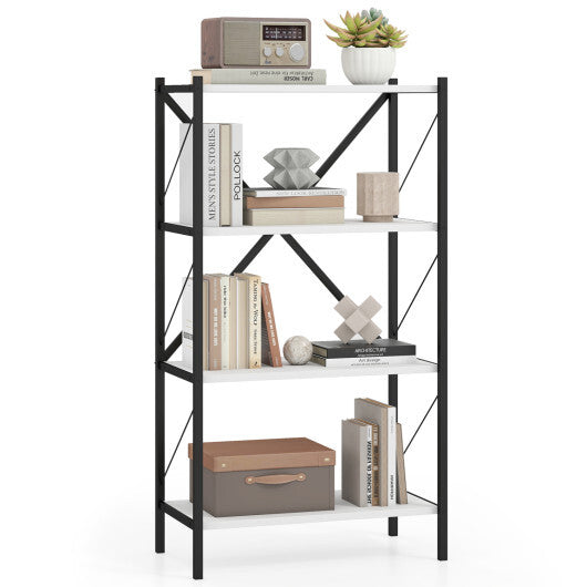 4-Tier Bookshelf with Heavy-Duty Metal Frame-Walnut W2B