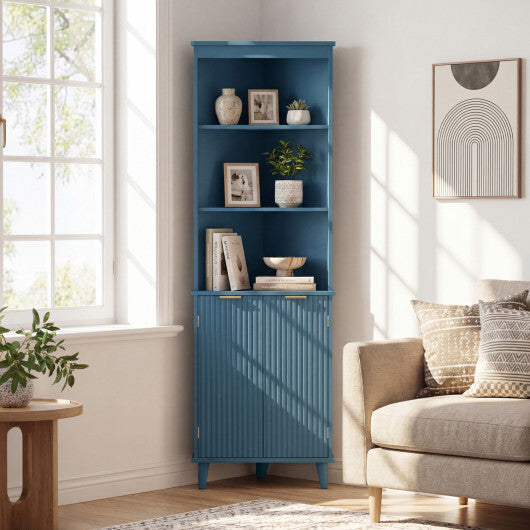 68 Inch Tall Bathroom Floor Storage Cabinet with Fluted Doors-White W2B
