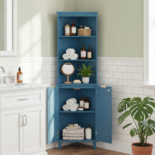 68 Inch Tall Bathroom Floor Storage Cabinet with Fluted Doors-White W2B