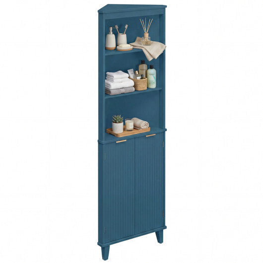 68 Inch Tall Bathroom Floor Storage Cabinet with Fluted Doors-White W2B