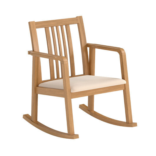 Rocking Chair with Slatted Back and Curved Armrests-Black W2B