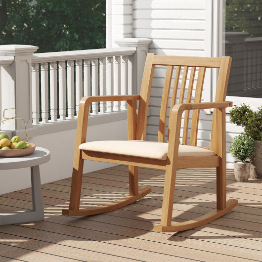 Rocking Chair with Slatted Back and Curved Armrests-Black W2B