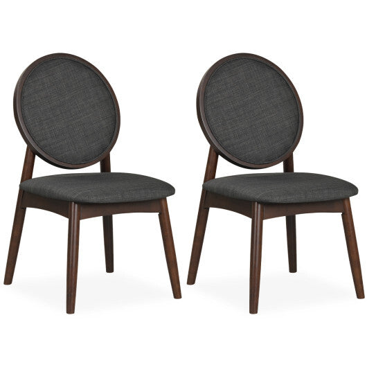 Set of 2 Upholstered Linen Fabric Kitchen Side Chairs with Padded Seat-Black W2B