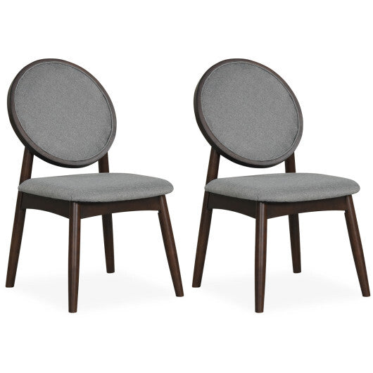 Set of 2 Upholstered Linen Fabric Kitchen Side Chairs with Padded Seat-Black W2B