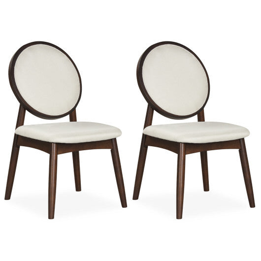 Set of 2 Upholstered Linen Fabric Kitchen Side Chairs with Padded Seat-Black W2B
