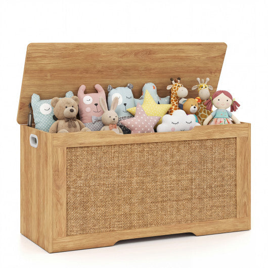 Kids Storage Bench 40 Inch Toy Box with Flip Top and Handles-Natural W2B